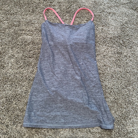 Lululemon, size 6, women’s tank top, light support, gray w/ orange accent - Picture 1 of 4